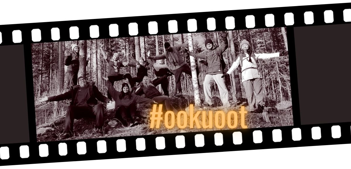 Filmirullakuva nuorista metsässä ja teksti #ookuoot.